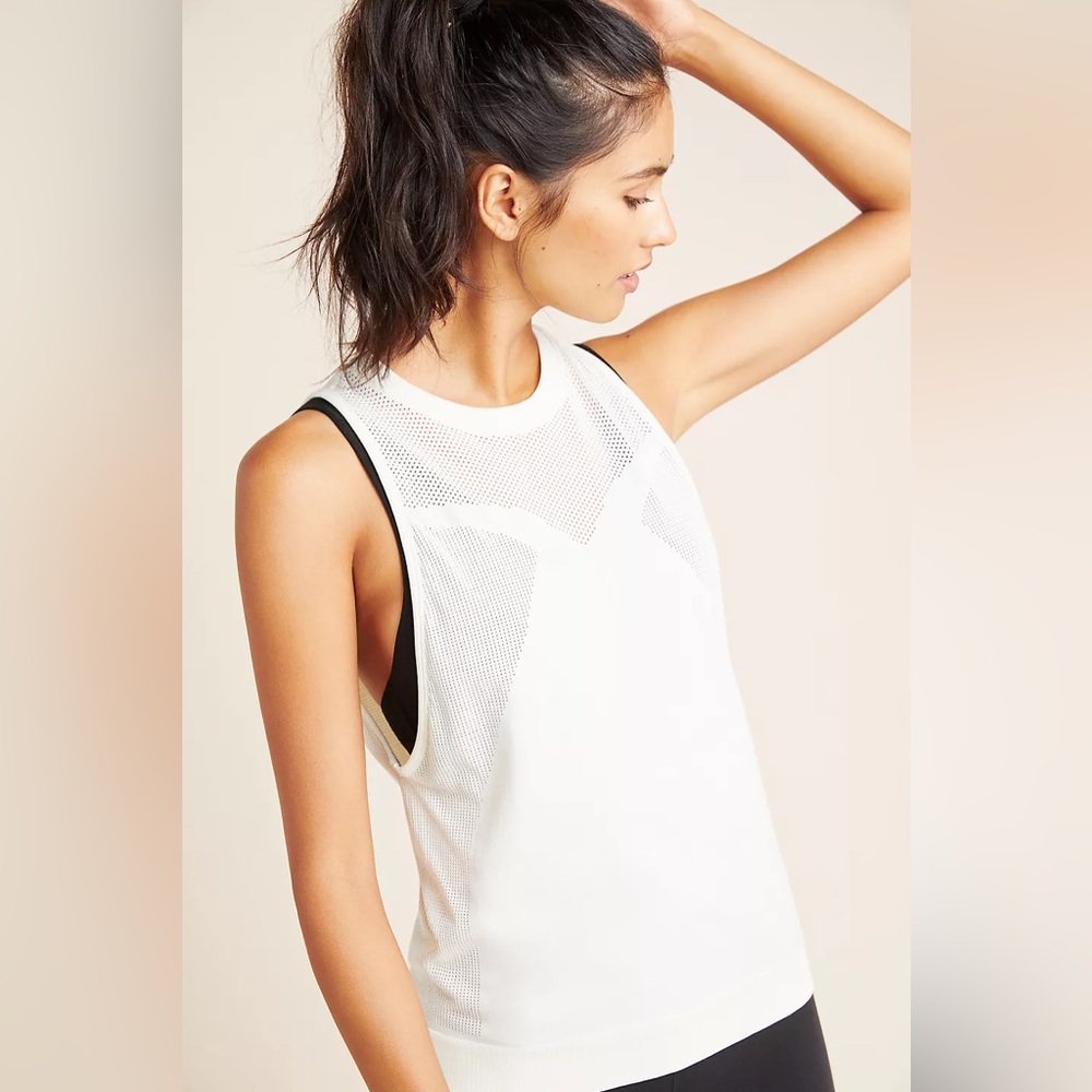 Varley White Mesh Panel Muscle Tee